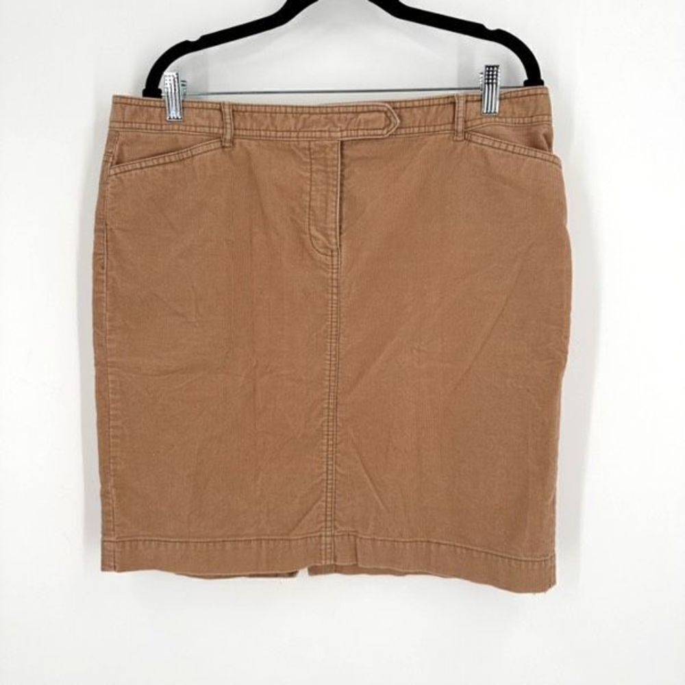 Ann Taylor Loft Women's Corduroy‎ Back Slit Pencil Mini Skirt Beige Tan Size 14